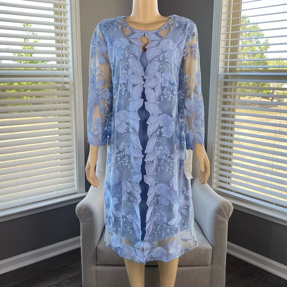 Alex Evenings Short Cocktail Jacket Dress 81122202 Size 12 in Hydrangea.